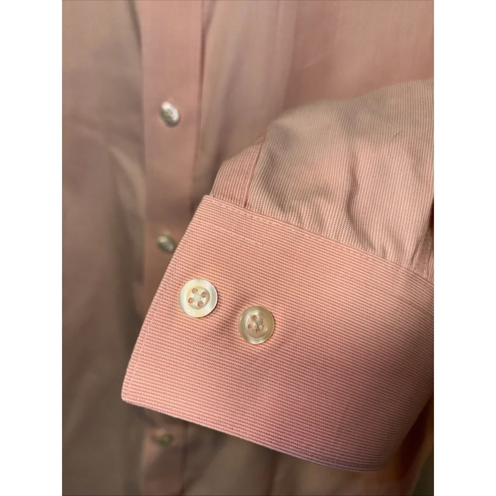 NWOT Kenneth Cole Reaction Men's Shirt Large Button-Down Pink micro strips - Picture 3 of 6
